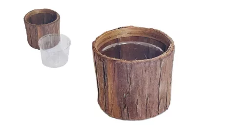 Kaspó fakéreg henger barna 8x7 cm