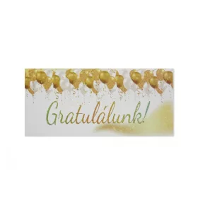   Gratulálunk díszboríték arany lufis mintával 19x9 cm pénzátadó boríték