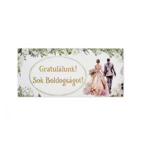   Esküvői díszboríték Gratulálunk Sok boldogságot felirattal 19x9 cm pénzátadó boríték