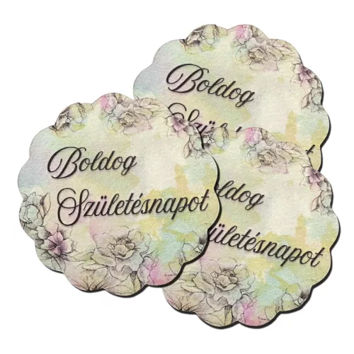 Nyomtatott fa tábla - Virágos tábla - Boldog születésnapot/db