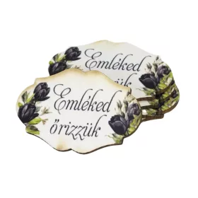   Nyomtatott dekorkarton - Emléked őrizzük kegyelet 5db-csomag 4,5x3cm
