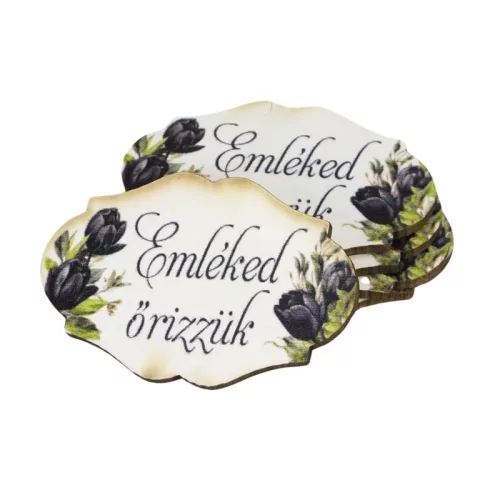 Nyomtatott dekorkarton - Emléked őrizzük kegyelet 5db-csomag 4,5x3cm