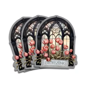 Nyomtatott dekorkaton - Emlékezünk tulipános ablak 3db-cs