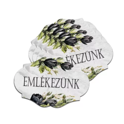 Emlékezzünk nyomtatott dekorkarton 5 db-cs fekete tulipános