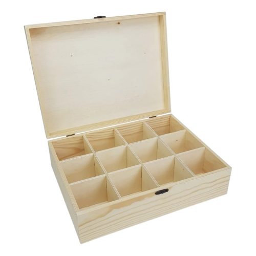 Natúr osztott 12 rekeszes doboz  23x30cm, mag: 8,5cm, kis rekeszek: 7x7cm