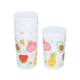 Pohár 0,38L 4db-os szett műanyag - Gyümölcs minta