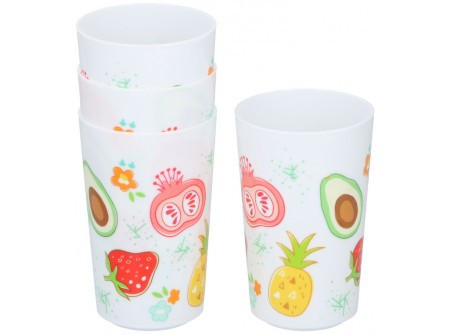 Pohár 0,38L 4db-os szett műanyag - Gyümölcs minta