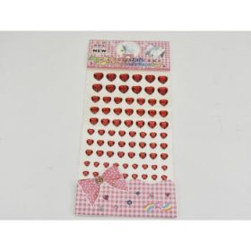 Öntapadós flitter piros szív mix méret 84db/levél