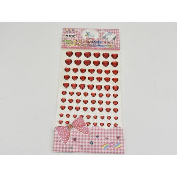 Öntapadós flitter piros szív mix méret 84db/levél