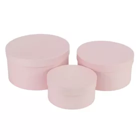   Kerek papírdoboz pasztellrózsaszín 3db/szett (21x9,5cm,18x9,5cm,14,5x7cm)