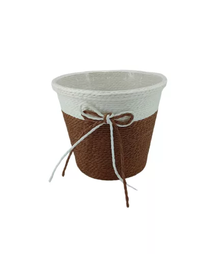 Köteles kaspó masnival nagy sötét barna15x12,5cm