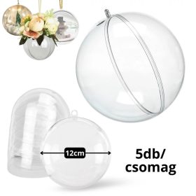   Ajándéktartó szétválasztható gömb műanyag 12cm 5db/cs