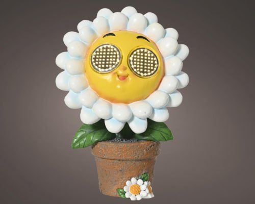 Vidám napraforgó formájú dekorfigura LED szemekkel – 22 cm