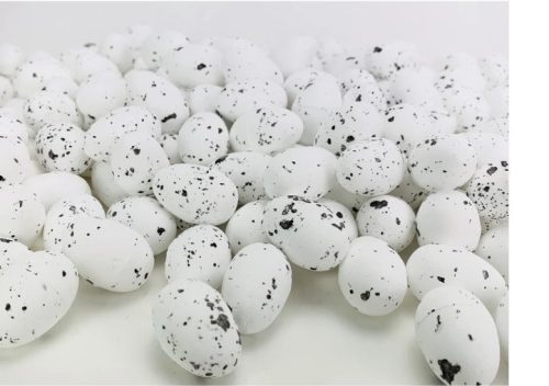 Festett polisztirol tojás természetes színek 3*4cm 120db/cs - fehér