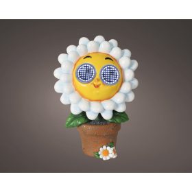   Napelemes kerti figura virágcserépben, sárga-fehér – színes fénnyel 10,5x15,5x22 cm 