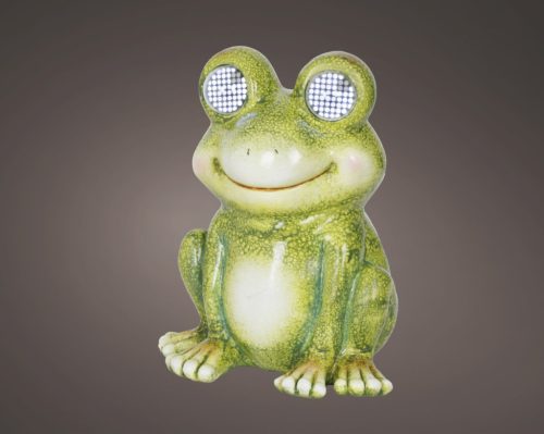 Napelemes kerti béka figura mozgó LED szemekkel – Lumineo 17,2x20x24,5 cm