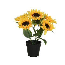   Élethű selyemvirág napraforgó cserépben - 25cm x 25cm x 28cm

