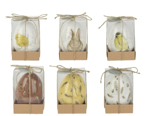 Tavaszi nagy tojás dekor – nyuszis, csibés és mintás motívumokkal,  12x9 cm választható/db