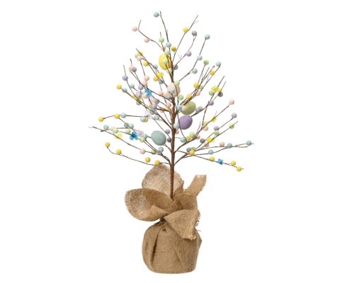 Díszített habfa tojásokkal és gömbökkel 31x31x58 cm 