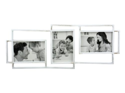 Műanyag képkeret fehér aranyozott 10x15cm-es képekhez