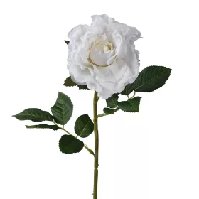 Selyem szálas nyílott rózsa fehér 71cm