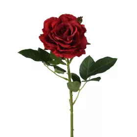 Selyem szálas nyílott rózsa piros 71cm