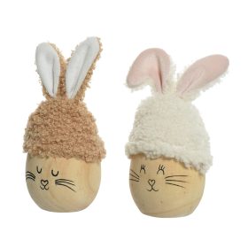 Fa nyuszi bolyhos sapkában 2 féle 5,7x13cm, választható