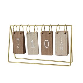 Natúr kalendárium fém állványon  24x6x14cm