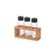 Fűszertartó üveg készlet 3 db-os fa álvánnyal 105ml  (5,5x18x7,5cm)