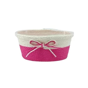 Köteles ovál kaspó masnival kicsi magenta 18x11x8cm
