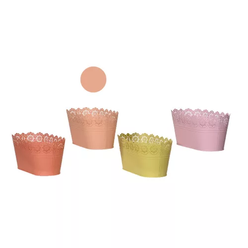 Fém kaspó kültérre és beltérre egyaránt 28x14x12,5 cm barack 