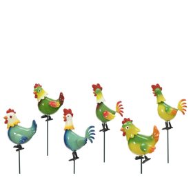   Színes kerti csirke dekoráció pálcán műanyag 70 cm – 6 féle választható/db