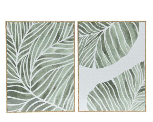 Fényes falikép zöld levél mintás MDF keretben 2,5x30x40 cm 2 féle választható/db 