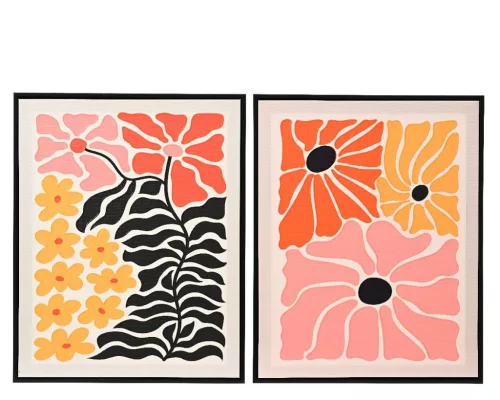 Vászonkép MDF keretben élénk színű virágos illusztrációval 2,8x40x50 cm 2 féle választható/db