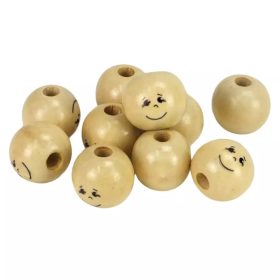 Fa golyó festett arccal - fiú  20mm 10db/cs