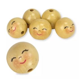 Fa golyó festett arccal - alvó 30mm 5db/cs