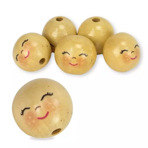 Fa golyó festett arccal - alvó 30mm 5db/cs