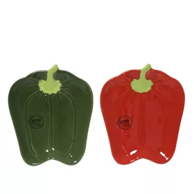   Paprika formájú mázas kerámia  tányér – piros vagy zöld – 16×13×2 cm 2 féle válaszható/db