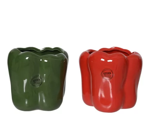 Kerámia mázas paprika kaspó zöld vagy piros színben 2 féle válaszható/db