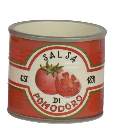 Kerámia kaspó Salsa de Pomodoro piros-fehér-zöld közepes méret