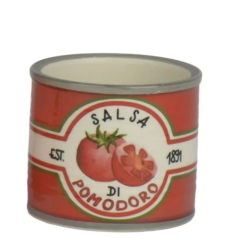Kerámia kaspó Salsa de Pomodoro piros-fehér-zöld kicsi méret