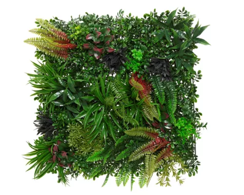 Élethű mű zöldfal dekorpanel vegyes levélzettel zöld 50x50x20 cm