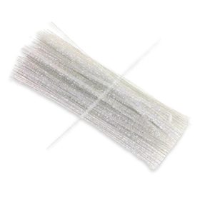 Csillámos zsenília drót - fehér  100db/cs