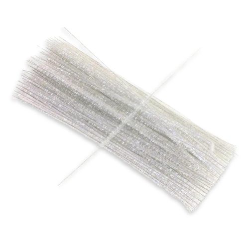 Csillámos zsenília drót - fehér  100db/cs