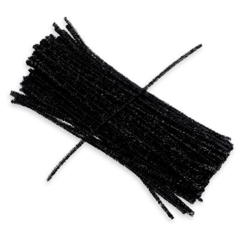 Csillámos zsenília drót - fekete 100db/cs