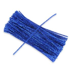 Csillámos zsenília drót - kék 100db/cs