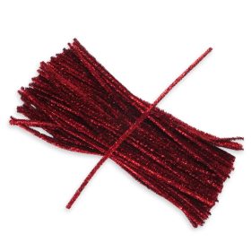 Csillámos zsenília drót - piros 100db/cs