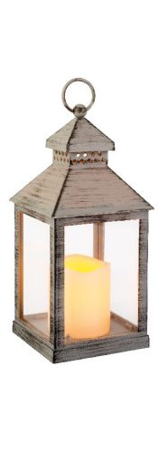 Lámpás LED-es műanyag, 11x11x22,5 cm beltéri, szürke