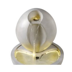   Modern kerti szökőkút meleg fehér LED világítással – szürke 61x61x64 cm 