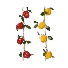   Élethű paprika füzér műdekoráció 140 cm piros vagy sárga színben 2 féle válaszható/db